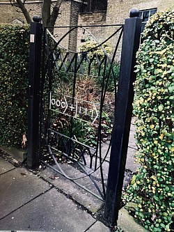 Gate designed for Cambridge client and featured in the book Eight walks in Cambridge